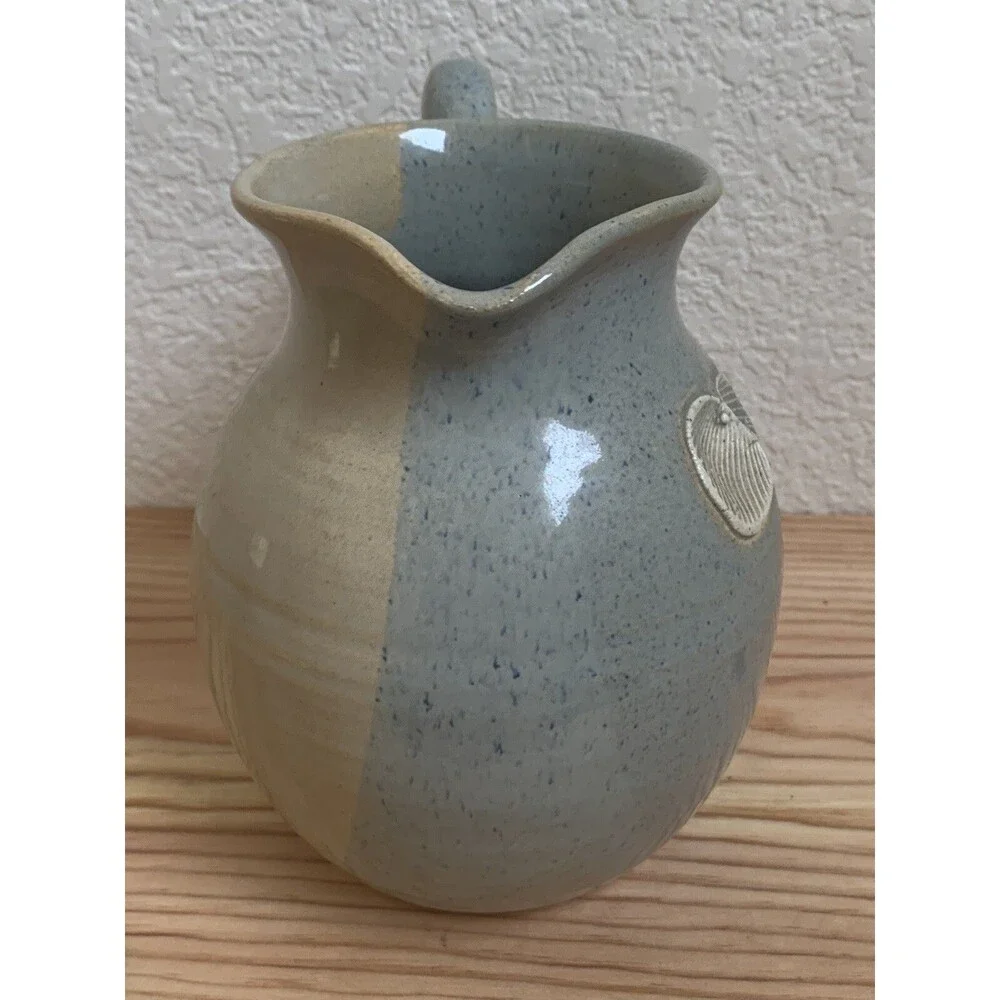 Muriel Muray Pitcher Handmade Studio Clay Sea Shells Beach Signed 1983 Vintage